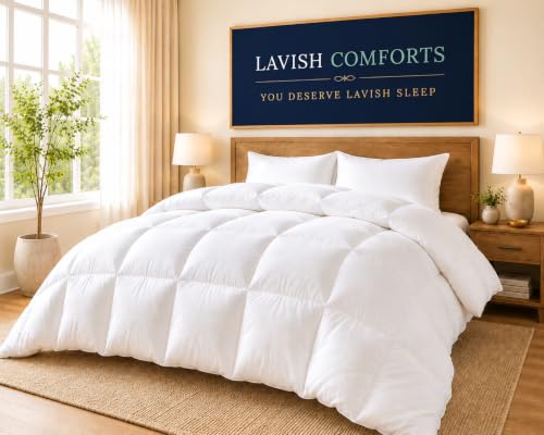 Lavish Comforts Twin Down Alterantive Comforter - Twin Duvet Insert with Tabs Premium, Premium Hotel Comforter Machine Washable, Hypoallergenic for Sensitive Skin - White 68 x 86