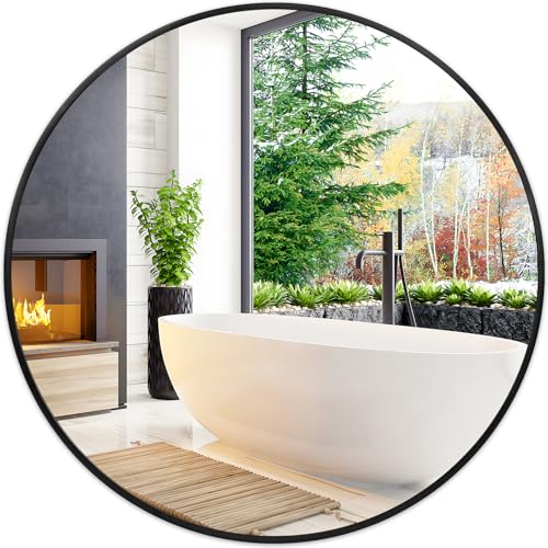Fabuday Black Circle Mirror for Wall 22 inch