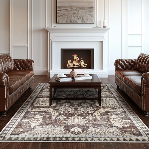 LAISE 5x7 ft Washable Area Rug, Non-Slip Soft Rug for Indoor Use, Boho Style