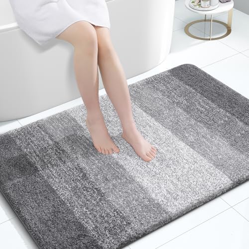 OLANLY Bathroom Rugs Mat 44x32, Extra Soft Absorbent Microfiber Bath Rugs, Rubber Backing, Quick Dry, Machine Washable Bath Mats for Bathroom Floor, Tub and Shower, Home Decor Accessories, Grey