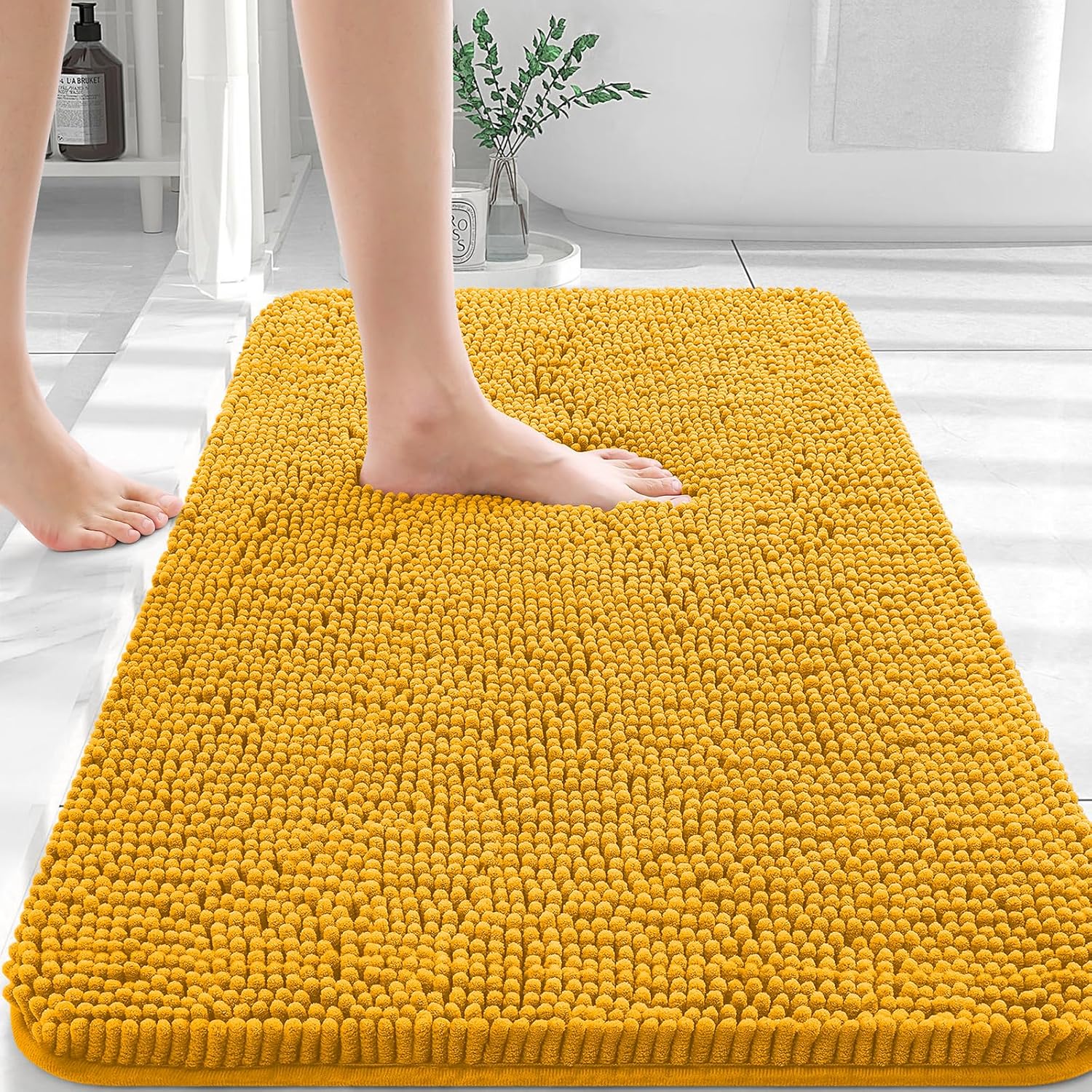 OLANLY Bathroom Rugs 30x20 (Golden Yellow)