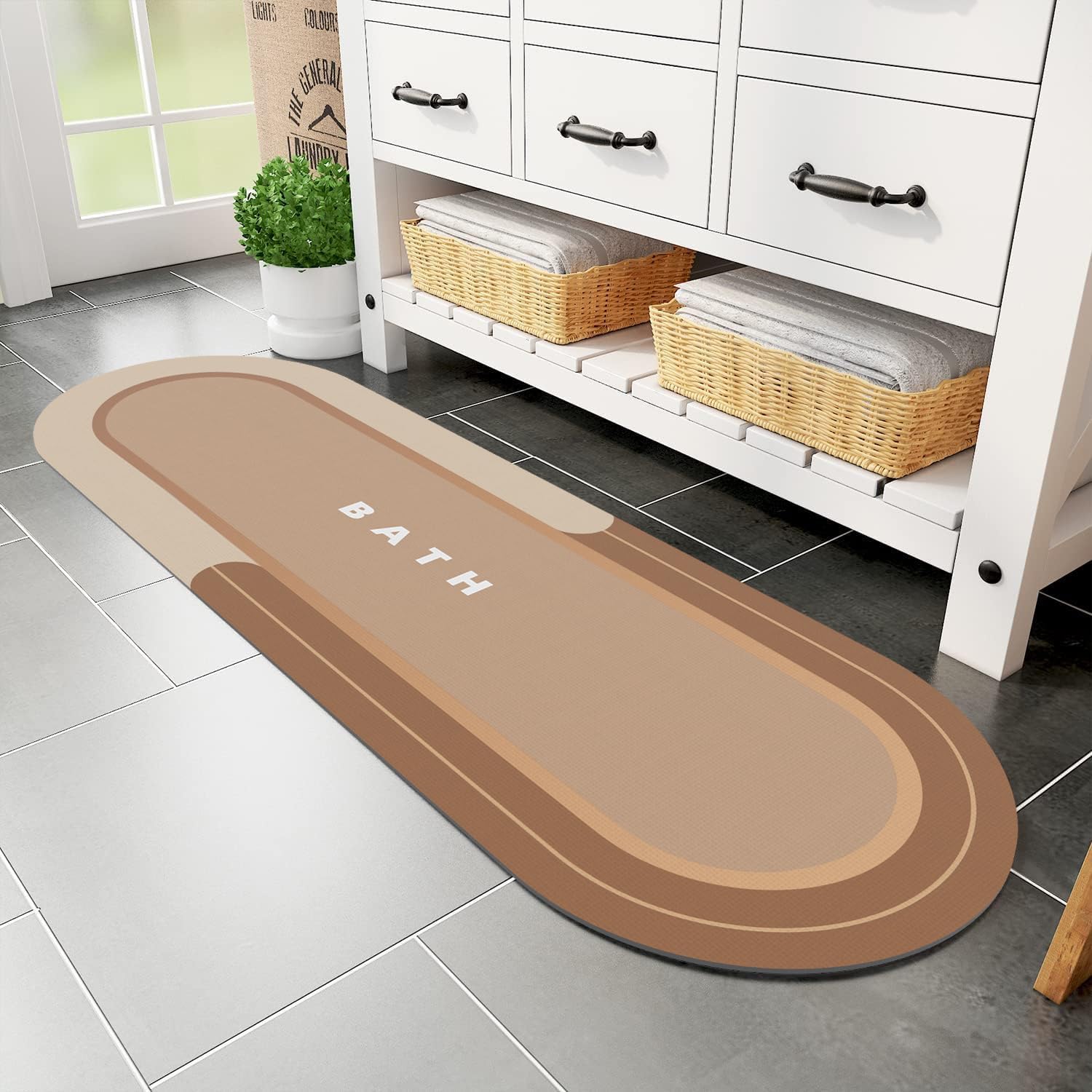 MontVoo Bath Mat Runner - Brown 17"x59"