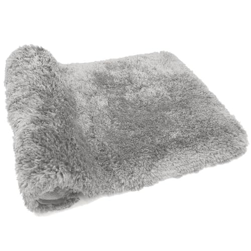 FIFU Bathroom Runner Rug 24" W x 60" L, Bath Mats for Bathroom, Bedroom & Kitchen, Non-Slip Rubber Latex Backing, Comfort & Soft Shower Bathmat & Carpet for Sink, Home & Hallways, Silver Gray