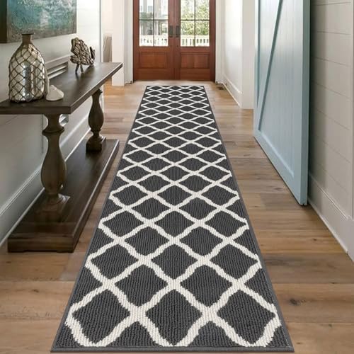 SHACOS Extra Long Hallway Runner Rug 2x10 ft Indoor Washable Rug Runner Non Slip Rubber Backing Hall Kitchen Runner Rugs Entryway Carpet Runners, Dark Grey