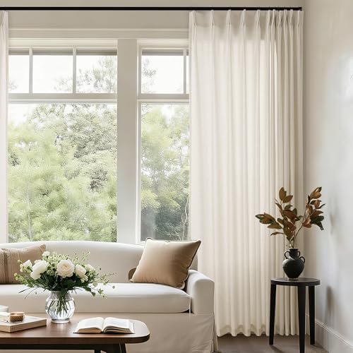 DUKIYO Sand Beige Linen 102 Inch Curtains