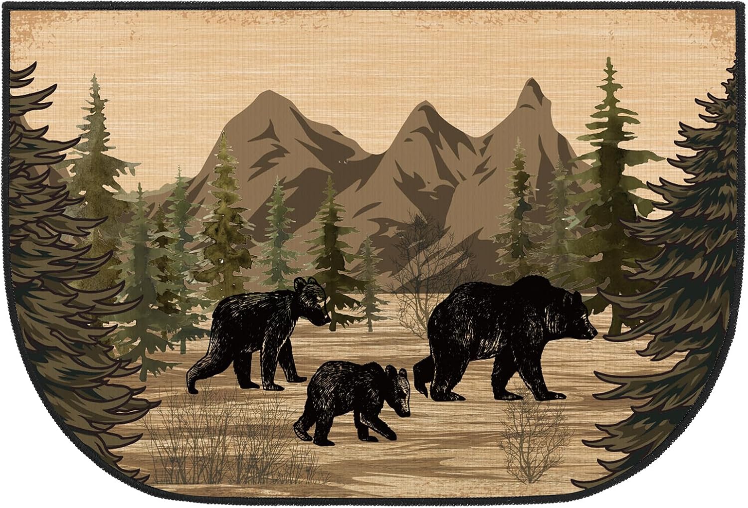Demissle Fireplace Hearth Rug Fireplace Mats Cabin Southwestern Fireproof Fire Resistant Rug for Wood Stove Floor for Kitchen Indoor Outdoor(Watercolor Bear,27 x 48 Inch)