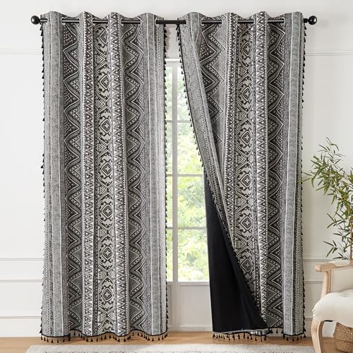 ColorBird Boho Blackout Curtains 96 Inch