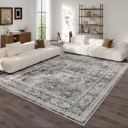 Rugcomf 9x12 Washable Faux Wool Rug