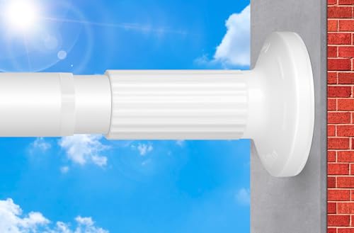 White Tension Curtain Rod 51-126 Inch, Long Curtain Rod No Drilling for Window or Bathroom Patio, Outdoor Curtain Rod for Patio, Easy to Install, Never Rust, Rod Diameter 1.26 Inches-White