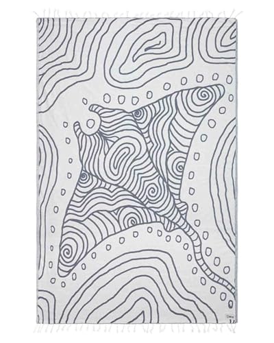 Sand Cloud Large Turkish Beach Towel - Sand Free - 100% Organic Turkish Cotton Yarn - Quick Dry Towel for Beach, Picnic Blanket or Throw - As Seen on Shark Tank - Marine Life (Devil Ray)