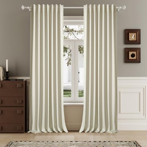 DUALIFE 96 Inch Curtains (Cream Beige)