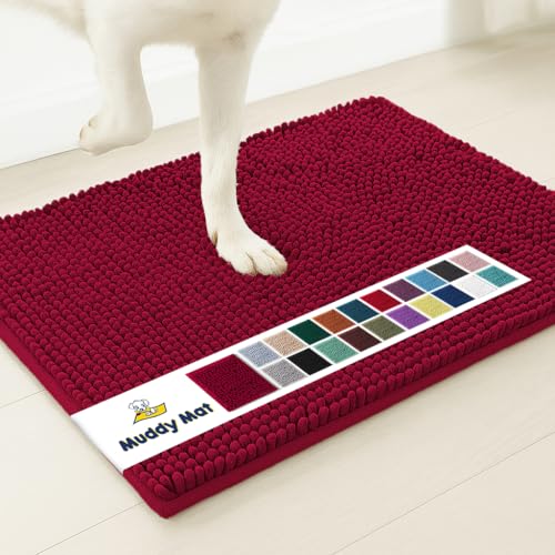 Muddy Mat Original Dog Door Mat for Muddy Paws, Super Absorbent Microfiber, Non-Slip Washable Pet Rug, Quick Dry Chenille Entryway Carpet, Machine Washable Indoor Outdoor mat, Maroon 48"x72"