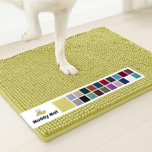 Muddy Mat AS-SEEN-ON-TV Highly Absorbent Microfiber Door Mat and Pet Rug, Non Slip Thick Washable Area and Bath Mat Soft Chenille for Kitchen Bathroom Bedroom Indoor and Outdoor - Yellow 48" x 72"