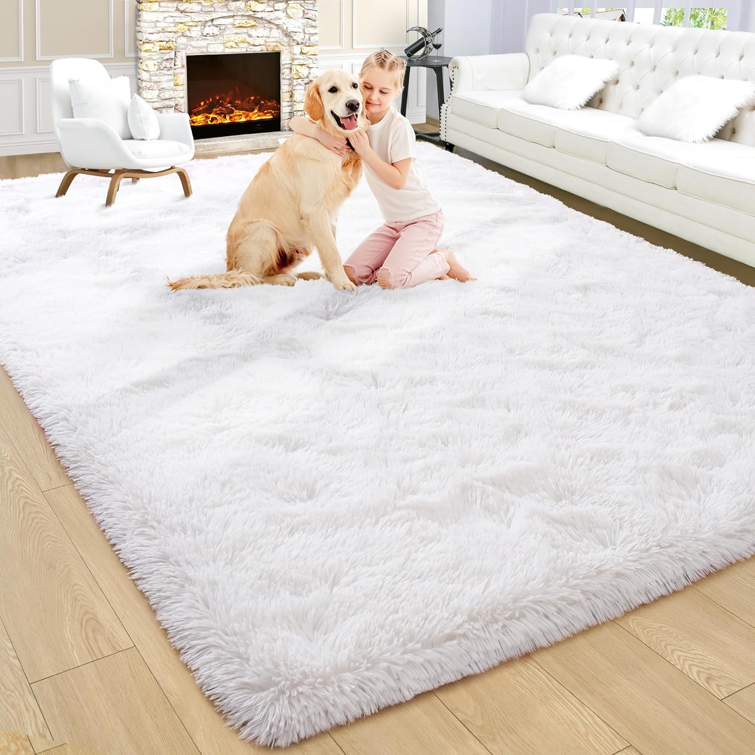 Noahas Large Fluffy Cream White 7x10