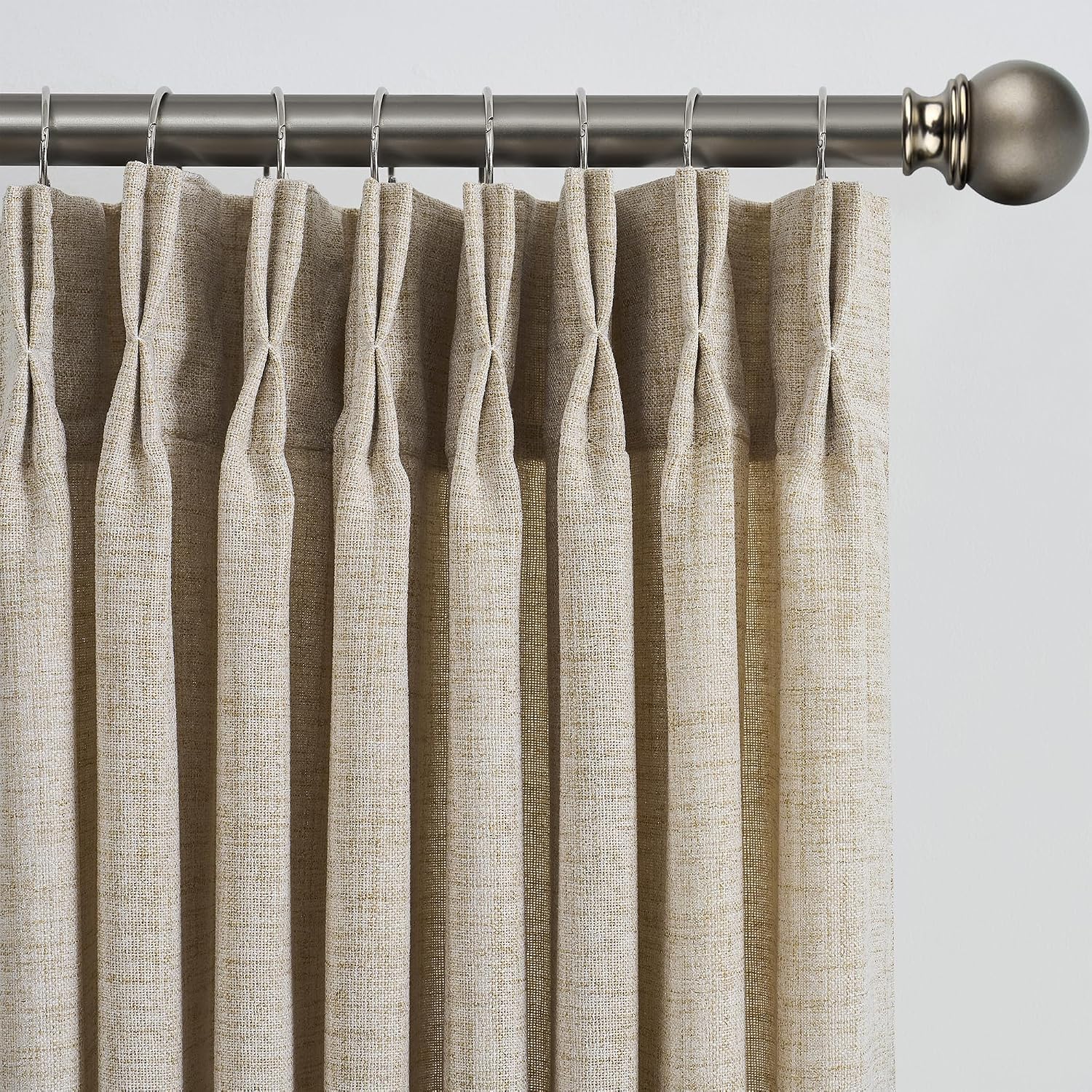 RAIN CITY Beige Sheer Curtains 96 Inches Long,Pinch Pleated Linen Blend Textured Light Filtering Privacy Thick Curtain Drapes for Dining Room Bedroom Home Office 42 by 96 Inch-2 Panels Set