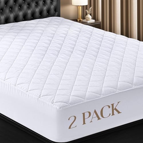 Utopia Bedding 2 Pack Quilted Fitted Mattress Pad (Queen)