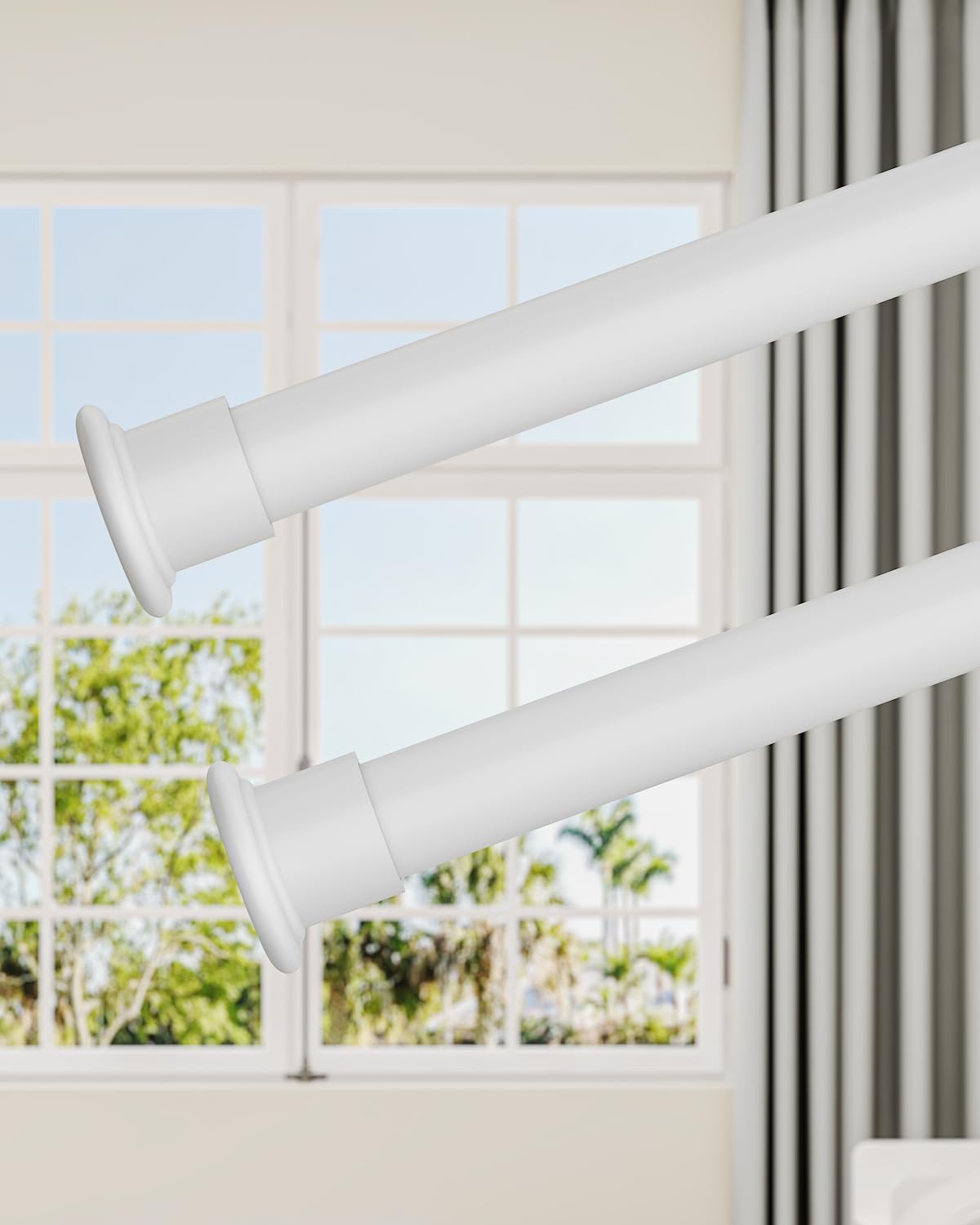 EZFurni Tension Curtain Rod (White) 42-123 in
