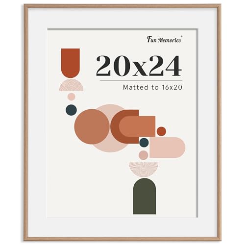 Modern Arched Picture Frames, Shatterproof PVC Photo Frames 20x24, Display Pictures 16x20 with Mat or 20x24 Without Mat, Lightweight, Water-Resistant & Space-Saving Home/Office Decor, Natural
