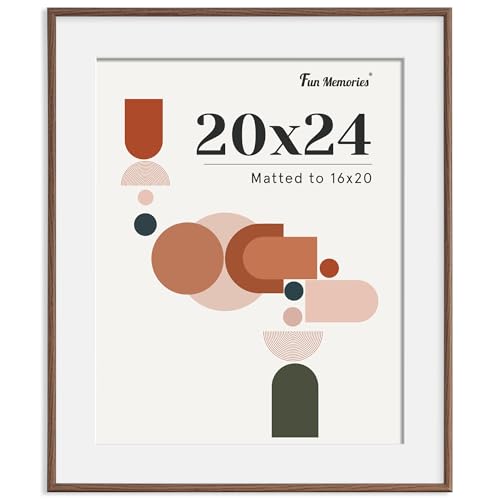 Modern Arched Picture Frames, Shatterproof PVC Photo Frames 20x24, Display Pictures 16x20 with Mat or 20x24 Without Mat, Lightweight, Water-Resistant & Space-Saving Home/Office Decor, Walnut