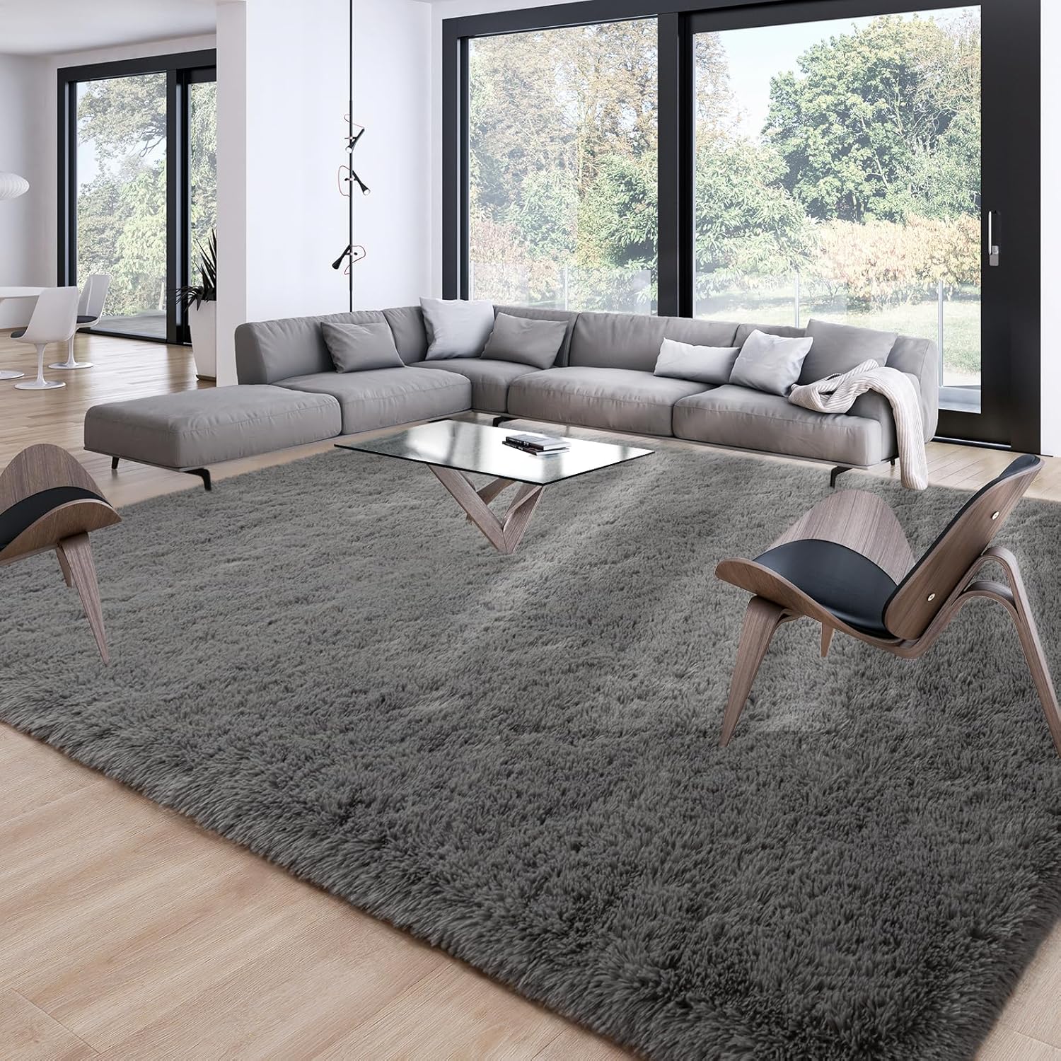 Merelax Area Rug 9x12 Deep Gray
