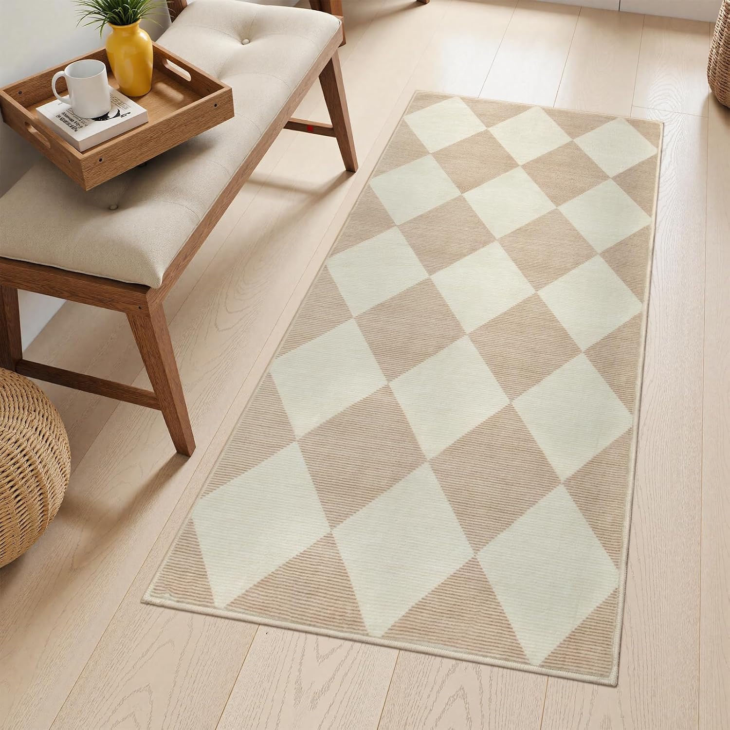 Beeiva Checkered Print Washable Runner