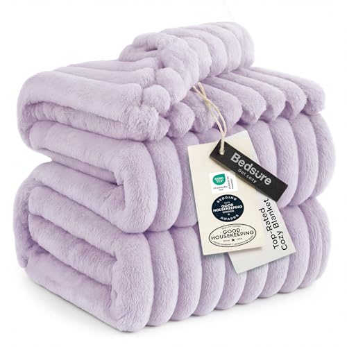 Bedsure GentleSoft Lavender Fog California King Size Blanket for Bed - Cozy Soft Blankets for Women, Cute Small Fleece Throws for Girls, Birthday Gifts for Women, 102x96 Inches