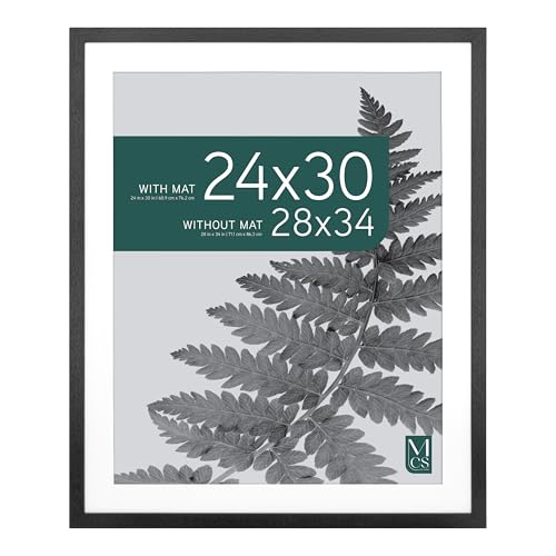 MCS Studio Gallery 28x34 Matted Poster Frame with 24x30 Picture Display, Black Woodgrain Vertical & Horizontal Wall Hanging Large Picture Frame for Photos, Posters & Art Prints (1-Pack)
