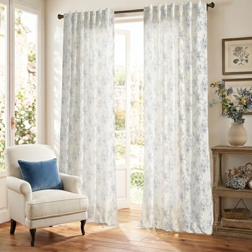 Lino Rosa Dusty Blue & Cream