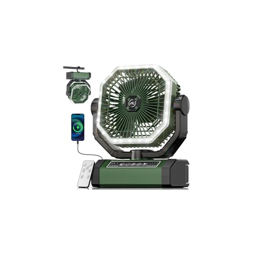 Portable Fan 24000mAh Battery Powered with Remote & LED, 4 Speed Strong Airflow, Desk/Camping/Outdoor/Gym Fan for Office Travel Treadmill Camping Gear