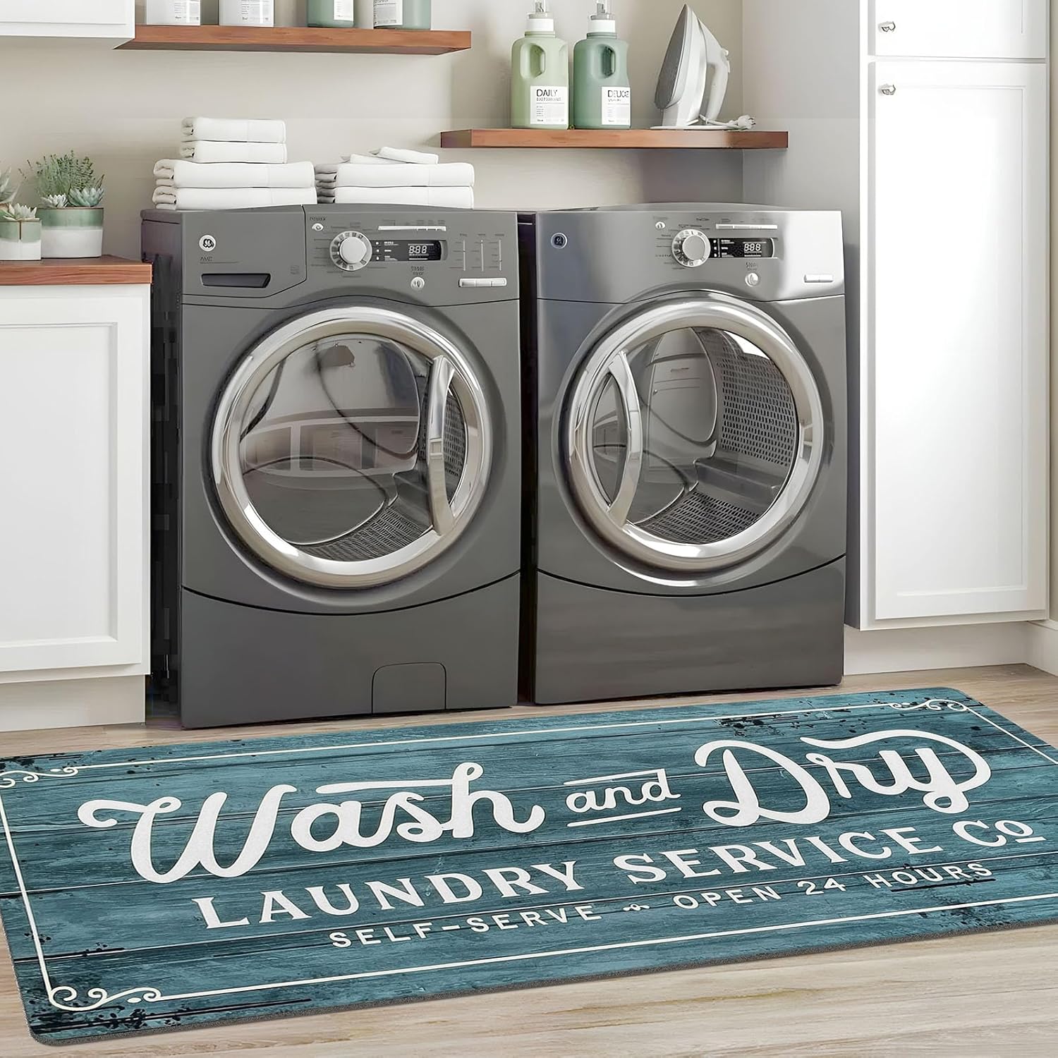 KOZYFLY Laundry Room Runner (Cyan)