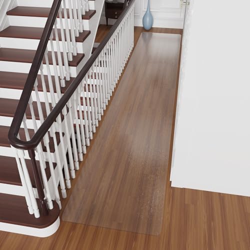 3'x10' Vinyl Runner Rug for Hallway, Clear Waterproof Kitchen Mat for Floor, Non-Slip Plastic Floor Mat for Entryway, Easy Clean Durable Area Mat for Bedroom, Laundry Room