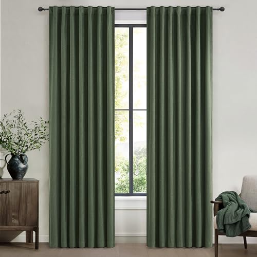 QJmydeco Dark Green Curtains 86 Inches