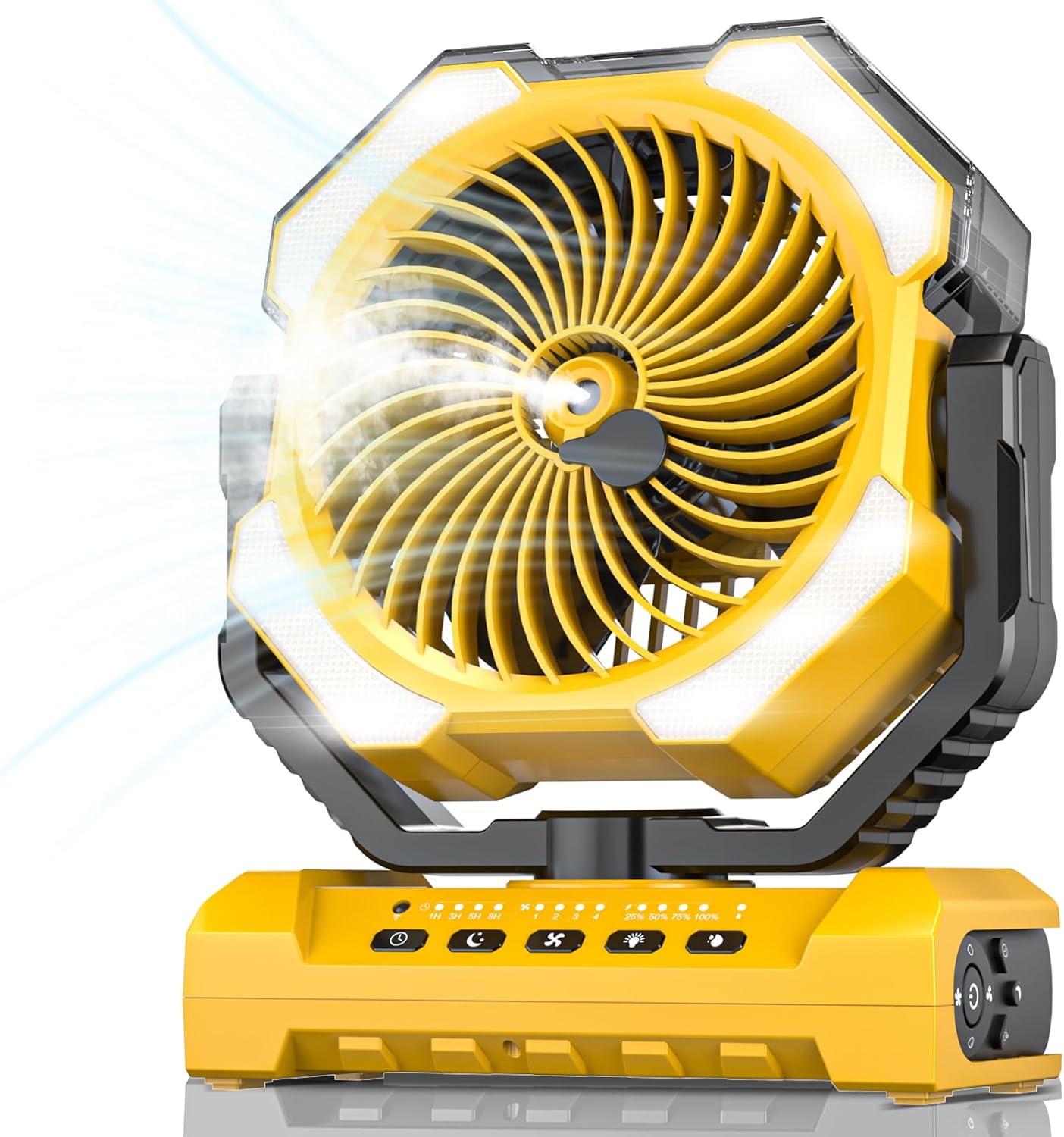 Misting Fan Portable with 250ml Water Tank, 12000mAh Rechargeable Cooling Fans for Outside, Outdoor Water Misters with 2 Mist Modes, Remote Control Camping Fan with Timer for Beach, Patios, Tents