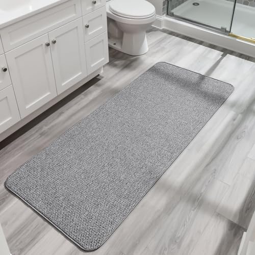 Bosap Bath Mat, Ultra Thin (Grey, 17x59in)
