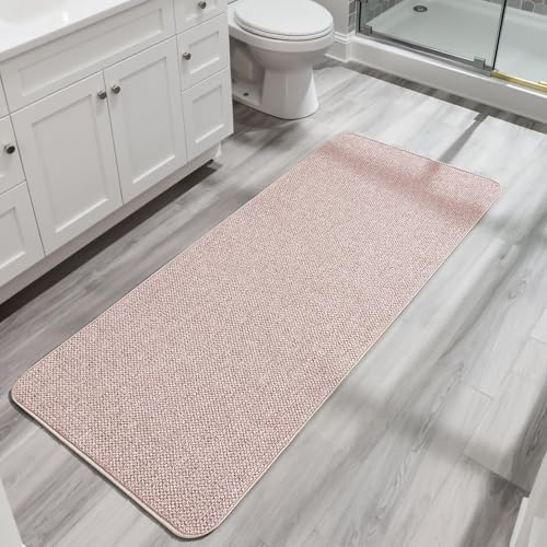 Bath Mat,Ultra Thin Bathroom Runner Rugs,Large Bath Mats for Bathroom,Quick Dry,Non-Slip,Machine Washable,Low Pile,Bath Rug,Shower Outside,Sink,Home Decor Accessories.Beige,1'5"x4'11"(17x59inch)