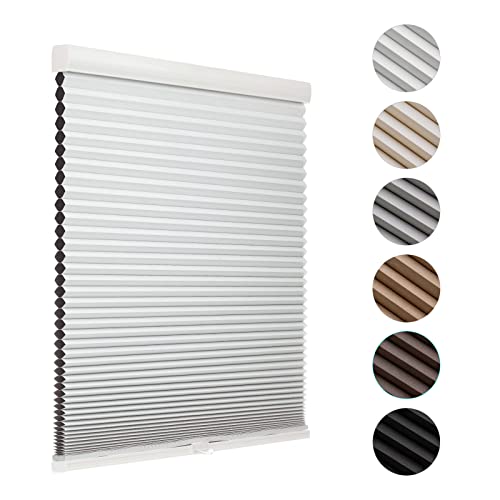 MYshade Blackout Cordless Cellular Shades Honeycomb Shade for Indoor Windows Room Darkening Blinds for Home Office Pull Down Window Shades Easy to Install 38.5 inch Wide, H72 White Pleated Shade