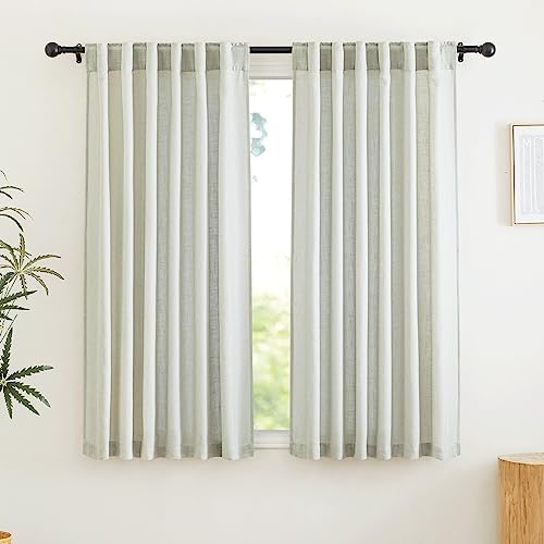 RYB HOME Flax Linen Curtains 90"
