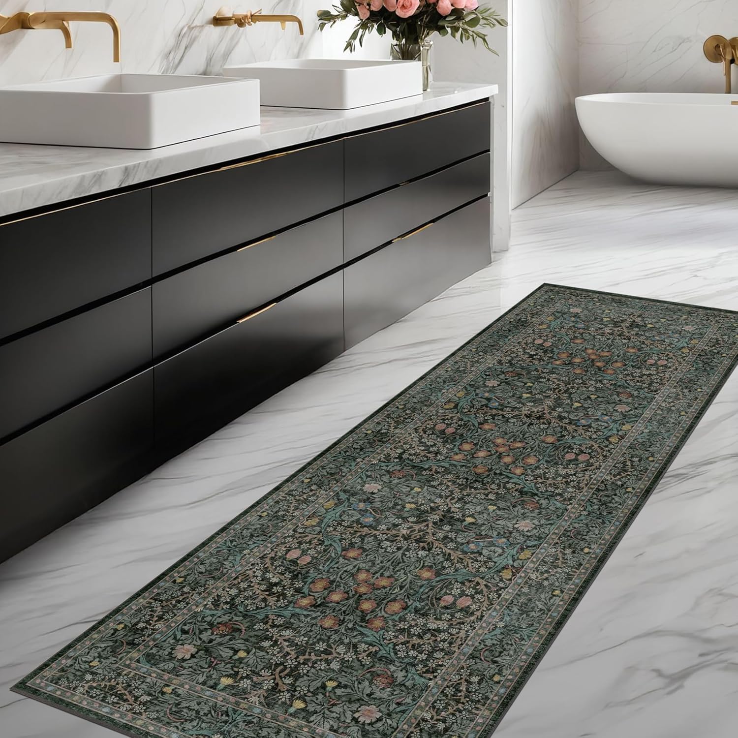 Dark Green 2x5 Runner Rug