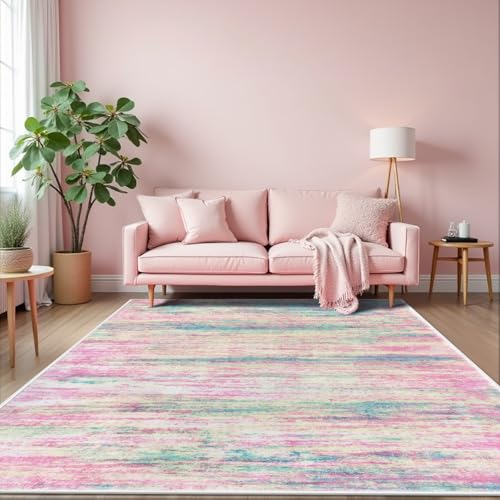 KOZYFLY Pink Washable Rug