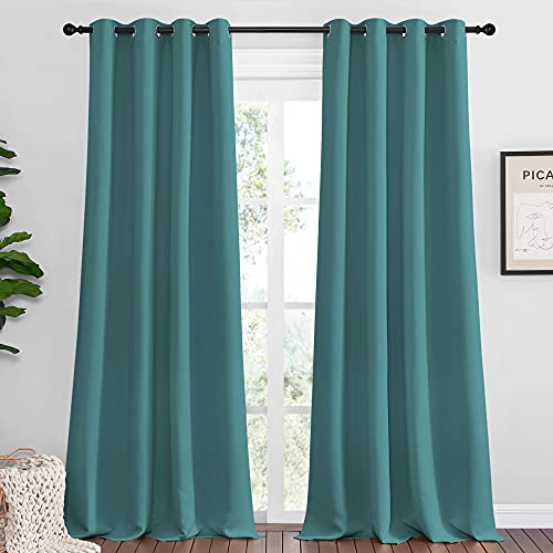 NICETOWN Sea Teal Blackout Curtains 120 inches