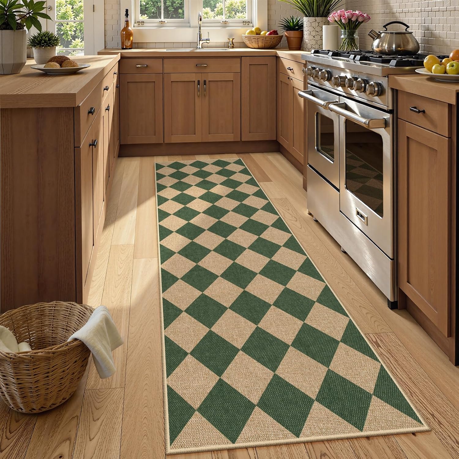Lahome Checkered Kitchen Runner 2x8