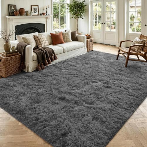 Noahas Large Fluffy Dark Grey 5x8
