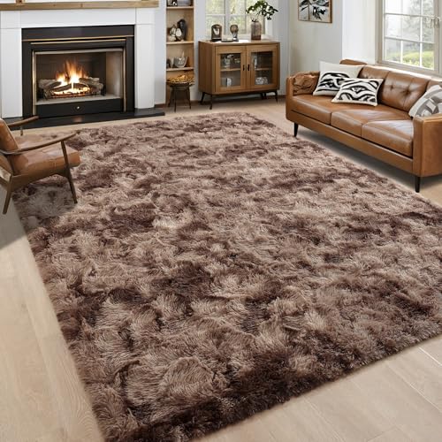 Noahas Large Fluffy 5x8 (Tie-Dyed Brown)