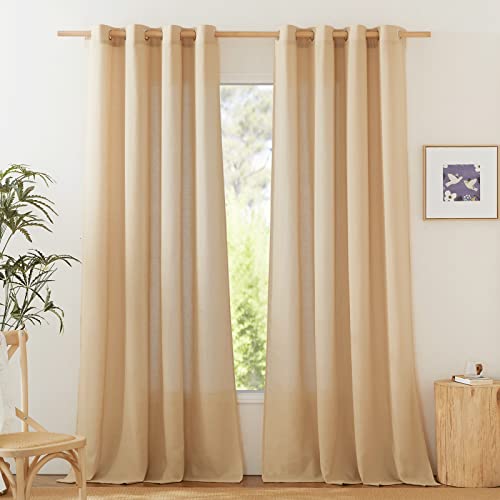 NICETOWN Linen Flax Semi Sheer Curtains (Burlap)