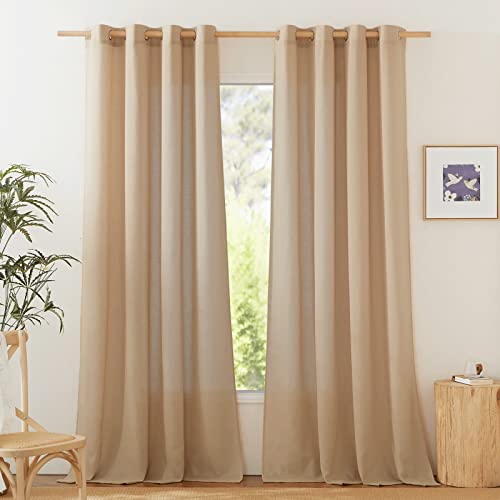 NICETOWN Linen Flax Semi Sheer Curtains (Camel)