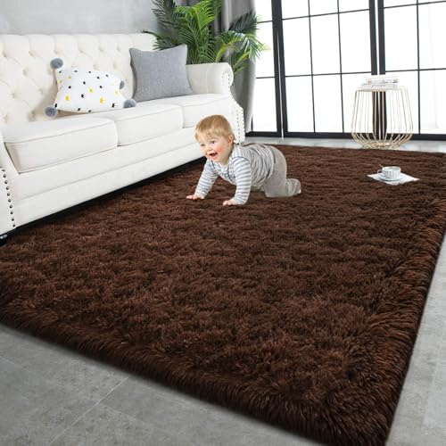 TWINNIS Super Soft Shaggy 9x12 (Brown)