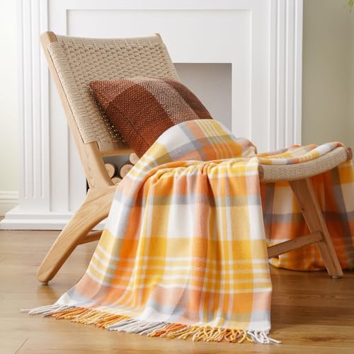 BATTILO HOME Yellow Plaid Throw