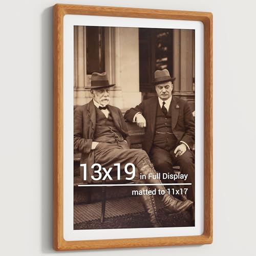 Heimlove 13x19 Picture Frames Natural Teak,Original Wood Hand Make Crafted Certificate Frame with Mat to 11x17 Graduation Picture Display,Family Picture,Wedding Picture,Diploma,Photo Wall Mounted