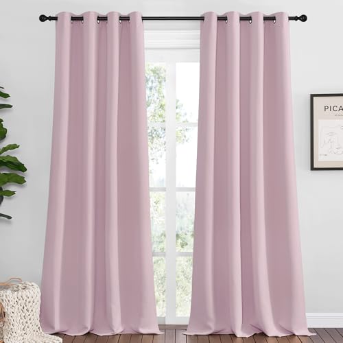 NICETOWN Baby Pink Blackout Curtains (90" long)