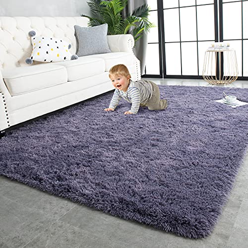 TWINNIS Super Soft Shaggy 10x14 (Grey Purple)